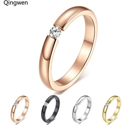 Qingwen fashion jewelry Engagement Ring for Women Stainless Steel Finger Girl Gift US Size6 7 8 9 10 CE0819/w