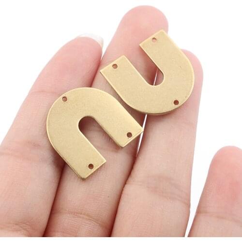 1pack Raw Brass U Shape Horseshoe Pattern Stamping Pendant Connnector Diy Earring Bracelet Jewelry Making Findings