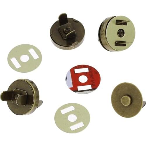 10 Sets Bronze Tone Magnetic Purse Snaps Clasps DIY Men Women Handbag Shoulder Bag Closure Replacement Hardware Accessories 18mm