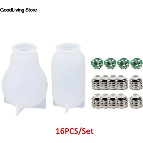 16PCS/Set LED Bulb Mold Resin Casting Mold Silicone Craft Resin Light Bulb Mold