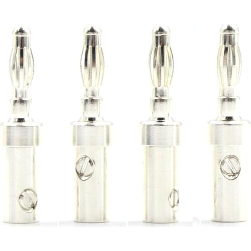 4pcs Hifi Audio silver plated Banana Connectors plug speaker cable connector plug adapter hifi signal wire jack plug