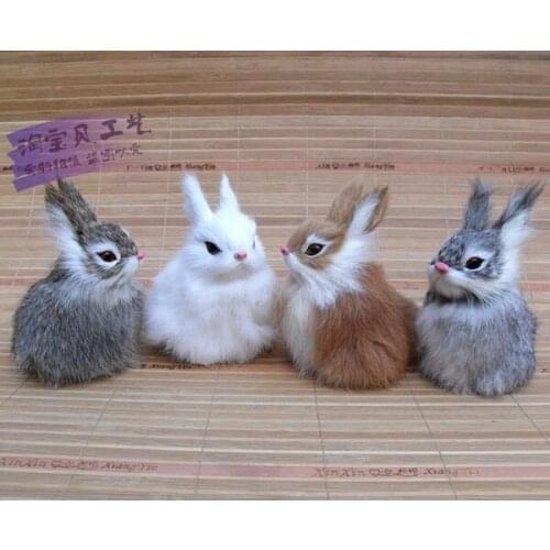 4 pieces small simulation rabbit toys polyethylene&furs cute rabbit dolls gift about 8x7x12cm 1996