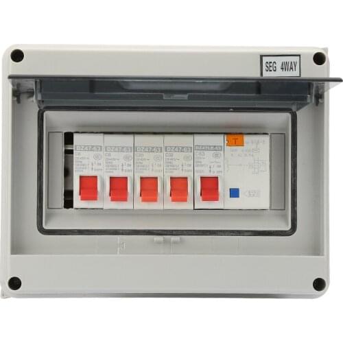 4 Way Small Leakage Circuit Breaker 63A 30mA RCD + 4MCB 2*6A+20A+32A 230/400V Rated Voltage For Garages Caravans Workshops