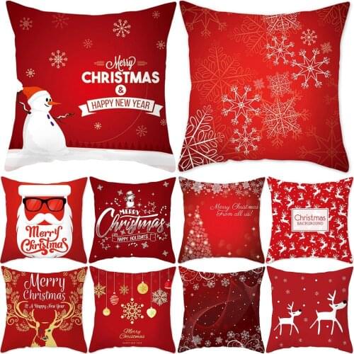 45cm Christmas Snowflake Deer Printed Pillow Slip Cushion Cover Bed Sofa Home Festival Supply
