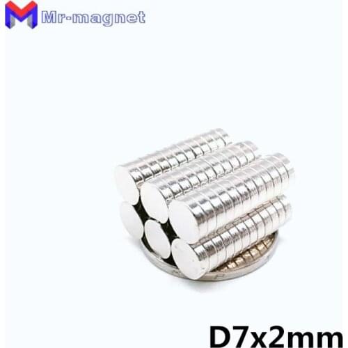 500pcs 7 x 2 mm magnet Disc Sintered Ndfeb Teaching magnet D7*2 super strong rare earth 7x2 neodymium magnets D7x2 mm 7*2 magnet