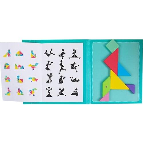 96 Puzzles Magnetic Tangram Kids Toys Montessori Educational Magic Book Suit