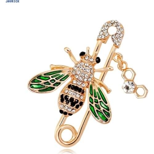 JAVRICK Rhinestone Bee Brooch Fashion Enamel For Clothing Backpack Frog Pin Strawberry Feather Brooch Creative Corsage Badge