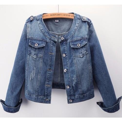 Women Denim Jacket Vintage 2020 Chic 6XL Plus Size Outerwear Jean Jacket Hot Boyfriend Style Streetwear Basic O Neck Female Coat