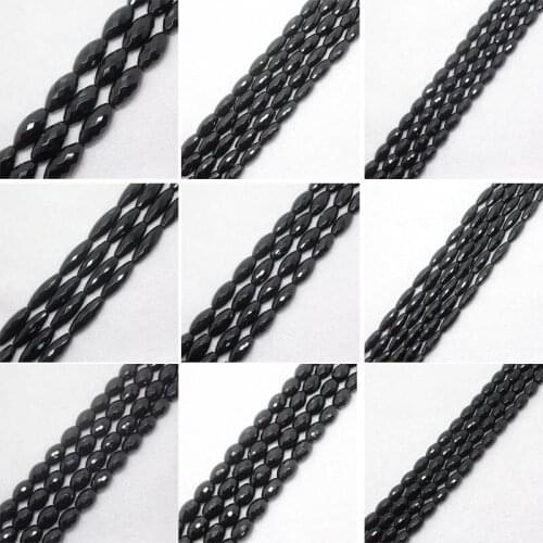 Mini. order is $7! 6x9-15x30mm Faceted Natural Onyx Black Agates Drum measle Barrel beads Columned Loose Beads 15"