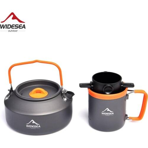 Widesea Camping Coffee Cookware Set Outdoor Tableware Equipment Mug Kettle Pot Cooking Teapot Filter Rack Cup Cauldron Tourism