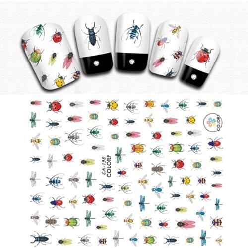 Japanese Style 1PC Bee Fly Insect Pattern Nail Water Sticker dragonfly Design Decal For Nails Decoration Nail Art Manicure CA
