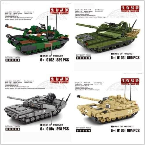 NEW S Military Series 0102 0103 0104 0105 Leclerc Main Battle Tank Soldier Police Building Blocks Bricks Toys Children Boy Gifts