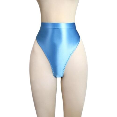 DROZENO Solid color sexy elastic tight silk sheen female Shaibin shape gymnastics underwear inside and outside to wear high fork