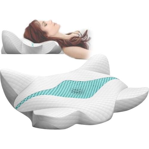 Contoured Orthopedic Memory Foam Pillow for Neck Pain Relax Side Sleep Ergonomic Cervical Pillow Health Care Butterfly Pillows