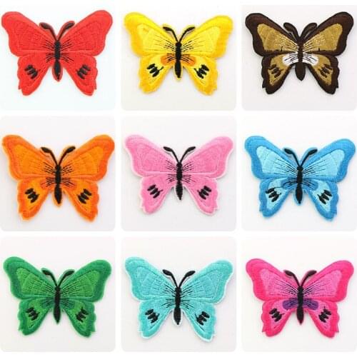 Free shipping 55mm*70mm(2.2in*2.8in) patches 12 colors butterfly Embroidered Iron On Patch Cloth paste for child clothes bag