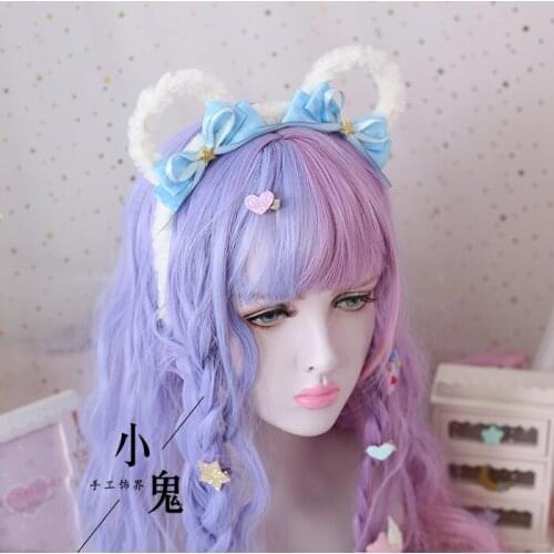 Hand-made soft cute and sweet Lolita bear ears headband brown bow KC hair accessories cute girl hair accessories new