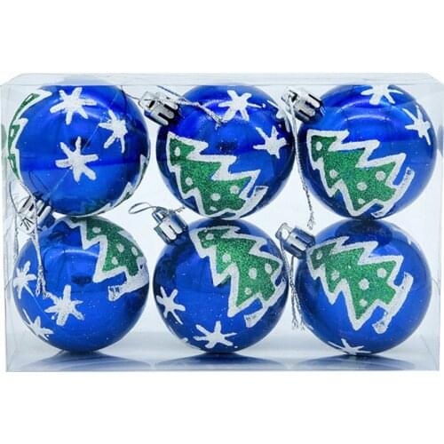 Christmas Accessories Xmas Tree Decoration Hanging Ball 6 Pcs Bright Boxed Blue Red Decorations Painted Drop Shot 6CM 6pcs Balls