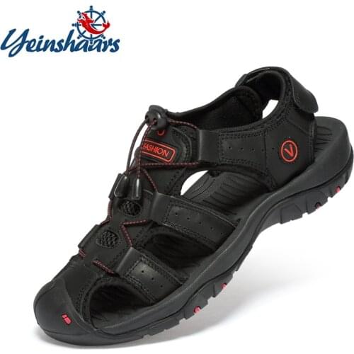 Classic Mens Sandals Summer Soft Sandals Comfortable Men Shoes Genuine Leather Sandals Big Size Soft Outdoor Men Roman Sandals