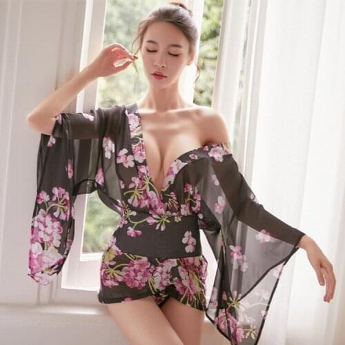 Japanese Style Chiffon Kimono Uniform Sexy Babydoll Hot Sex Erotic Lingerie Women Porn Sex Clothes Mini Dress Nightwear