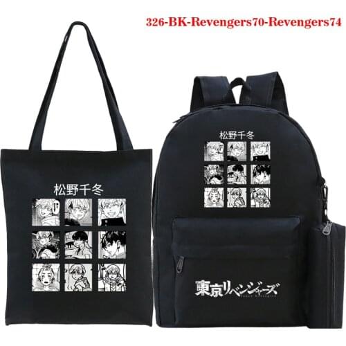 Tokyo Revengers 3pcs/set School Bags+Shopping Bag+Pencil Case Tote Bag for Boys Girls Teenager Back To School Bookbag Sac A Dos