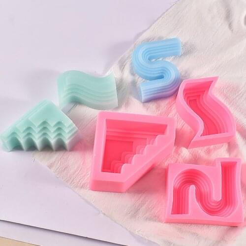 Candle Silicone Mold Stair S-M-H-Irregular Shape Streamline Cube Mould Decor