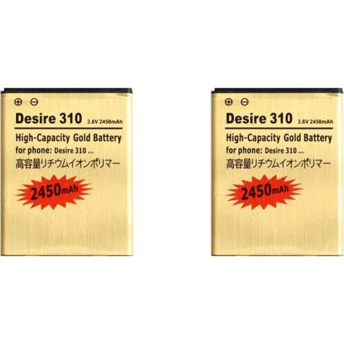 Ciszean 2pcs/lot 2450mAh BOPA2100 Gold Mobile Phone Replacement Li-ion Battery For HTC Desire 310 310W Batterie Bateria Batterij