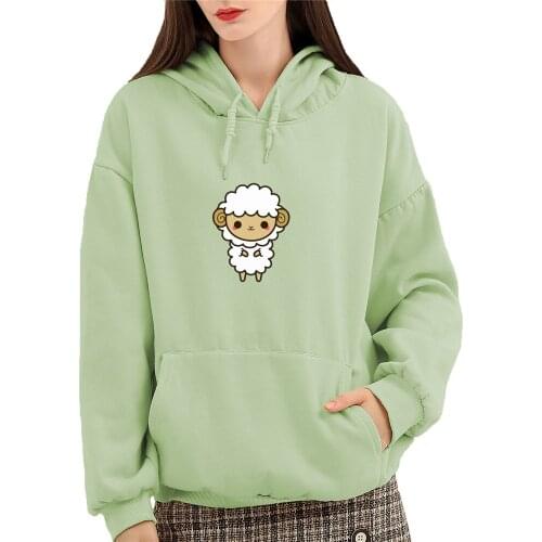 Kawaii Cartoon Sheep Hoodie Harajuku Sweatshirt Pullover Women Casual Cotton Tumblr Plus Size Womens Winter Korean Streetwear
