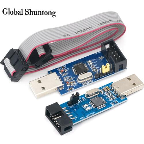 1Set USBASP USBISP AVR Programmer USB ATMEGA8 ATMEGA128 ATtiny/CAN/PWM 10Pin Wire Module DIY + 10Pin To 6 Pin Adapter Board