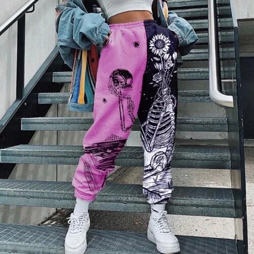 2021 Women Casual Print Bouquet Sweatpants High Waist Pants Loose Joggers Gym Sweat Pants New Fashion Streetwear Korean Trousers