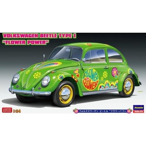 1/24 Hasegawa Plastic Assembly Car Model Toy VW Beetle Pain Car Flower Power Static Model DIY Assembly Kit #20488
