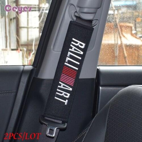 2pcs JDM car styling Cotton seat belt cover shoulder pad for RALLIART Mitsubishi Lancer Asx Outlander Pajero accessories