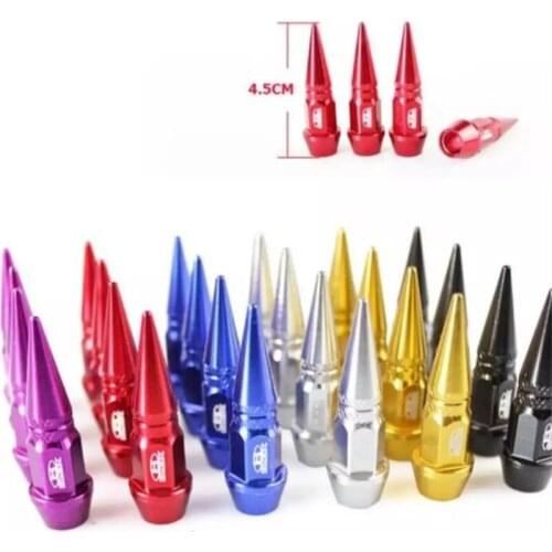 Universal 4pcs Aluminum Car Styling Tunning Car Tire Valve Stem Cap Spike Shaped Metal Dust Cover Lid For Bicycle Motorcycle