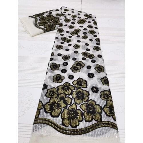 African Lace Fabric High Quality Sequins African French Tulle Lace Fabrics Nigeria Mesh Lace Fabric For Wedding Dress Sewing