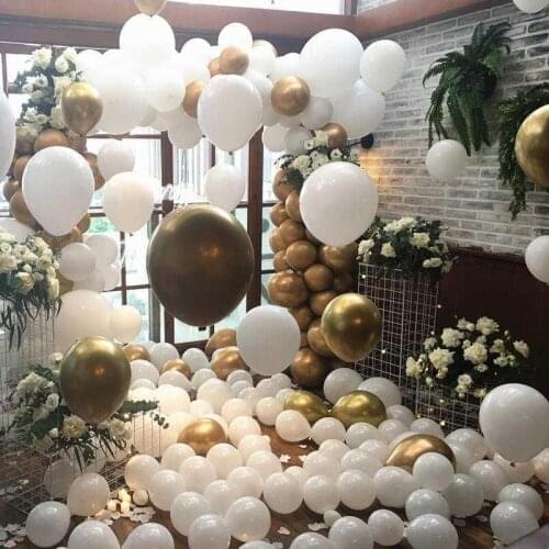 Matt White Chrome Metal Gold Balloon Confetti Set Birthday Party Decorations Adult Kids Helium Globos Air Balls Wedding Decor