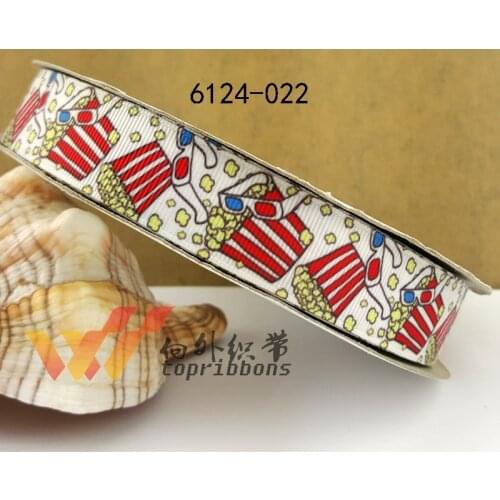 Free shipping 7/8" 50 yards Ribbon popcorn ribbon printed grosgrain ribbon 6124-022