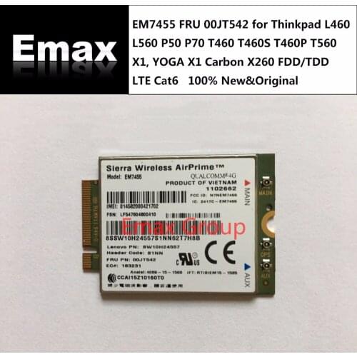 EM7455 FRU 00JT542 for Thinkpad L460 L560 P50 P70 T460 T460S T460P T560 X1, YOGA X1 Carbon X260 FDD/TDD LTE Cat6 stock