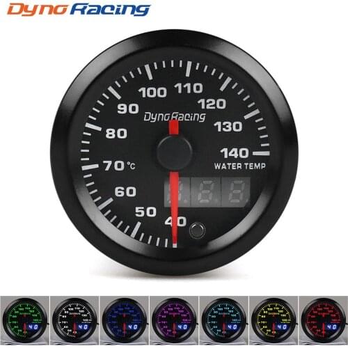 Dynoracing 2'' 52mm Dual Display Water temp gauge 40-140 Celsius 7 colors Led Water temp meter Car meter With sensor BX101498