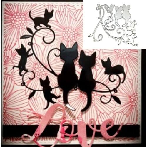 Cats Metal Cutting Dies Stencil DIY Scrapbooking Album Paper Card Template Mold