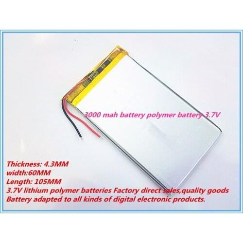 Best battery brand The tablet 4360105 polymer 3000 mah battery polymer battery 3.7V