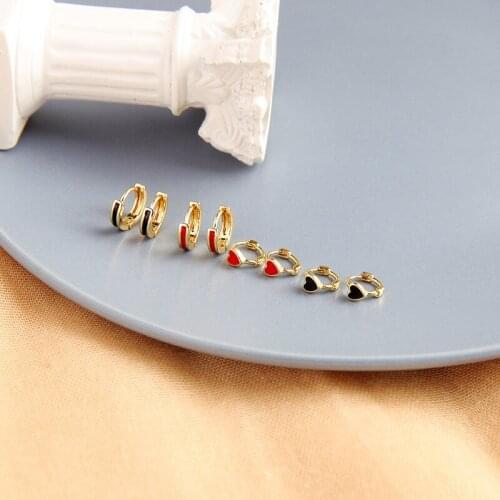 Tiny Cute Enamel Heart Stud Earrings Small Size Heart Stud Earrings Tiny Studs