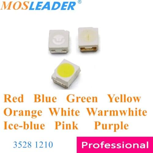 Mosleader 2000pcs 3528 LED 1210 SMD Red Blue Green Yellow Orange White Warmwhite Ice blue Pink Purple Chinese single color