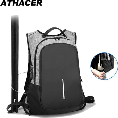 Athacer Anti-theft Backpack For Men Waterproof Laptop Bag Travel USB Charging College School Bags Fashion Backpack For Teenagers