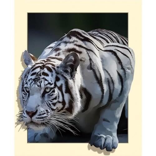 New"White tiger"home decor full drill 5D diy diamond painting embroidery pattern resin mosaic 3d cross stitch kits wall stickers