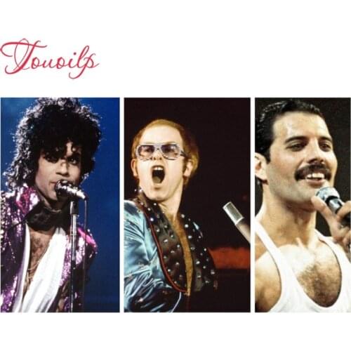 3 Pieces Freddie Mercury, Elton John & Prince Canvas Wall Art spuare 5d diamond Painting cross stitch for Living Room Home Decor