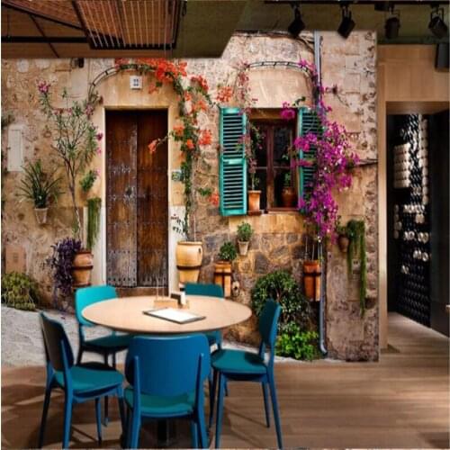 Custom mural wallpaper 3d Mediterranean street corner photo wallpaper cafe bar restaurant KTV background mural Papel De Parede