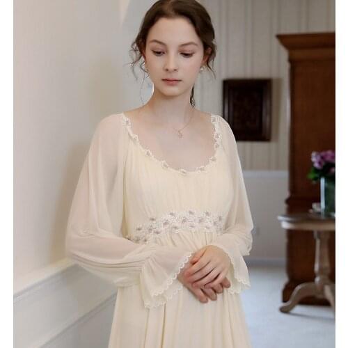 Nightdress European Retro Style Nightdress Lace Nightdress Romantic Nightgown Woman