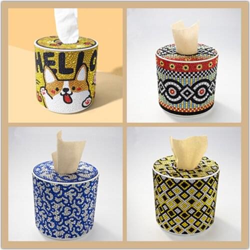 New Sale Diamond Painting Tissue Box Three-dimensional Handmade Art Makeup Paper Box Children DIY Puzzle Cartoon Home Decoration