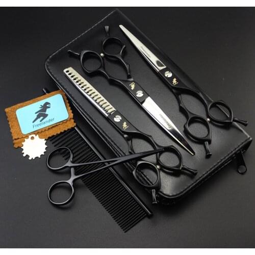 Professional Pet Grooming Scissors 6/6.5 inch Straight Curved Thinning Scissors Set Dog Grooming Shears Hair Cutting Scissors