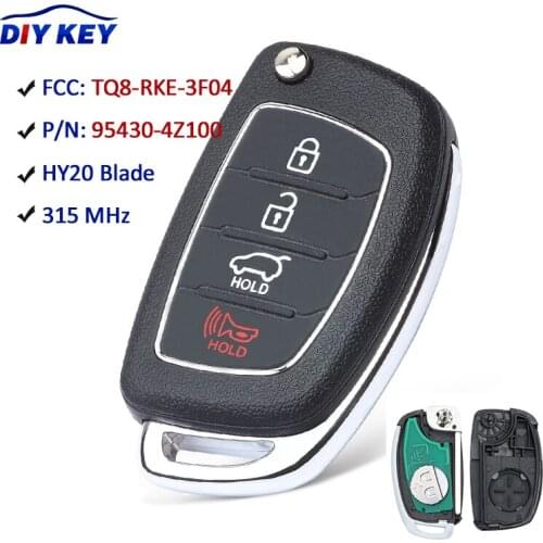 DIYKEY Flip Remote Control Car Key 4 Buttons 315MHz ID46 for Hyundai Santa Fe 2013 - 2017 TQ8-RKE-3F04, 95430-4Z100, RKE-3F04