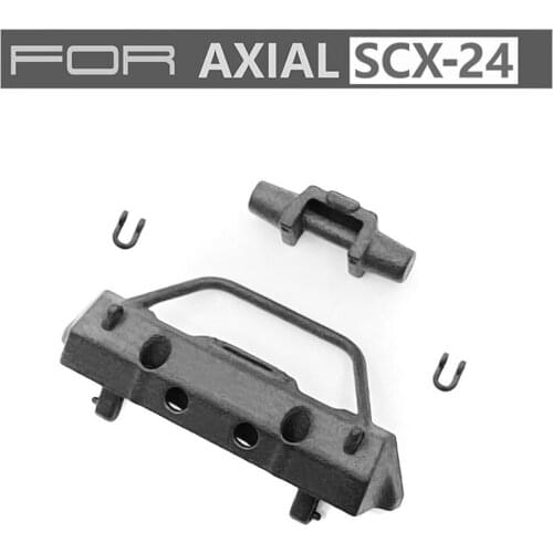 Black Nylon for Axial SCX24 1/24 RC Car Front Bumper with Simulation Winch Capstan Tow Hooks Accessories